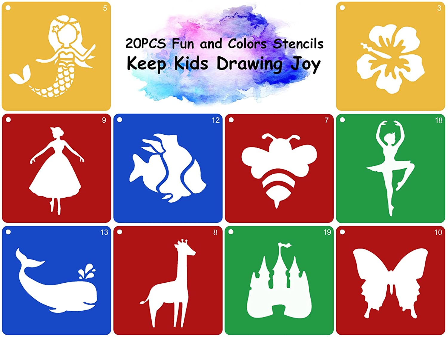 KIDS Reusable Plastic Stencils (5 pcs) // CIRCLE - DOT